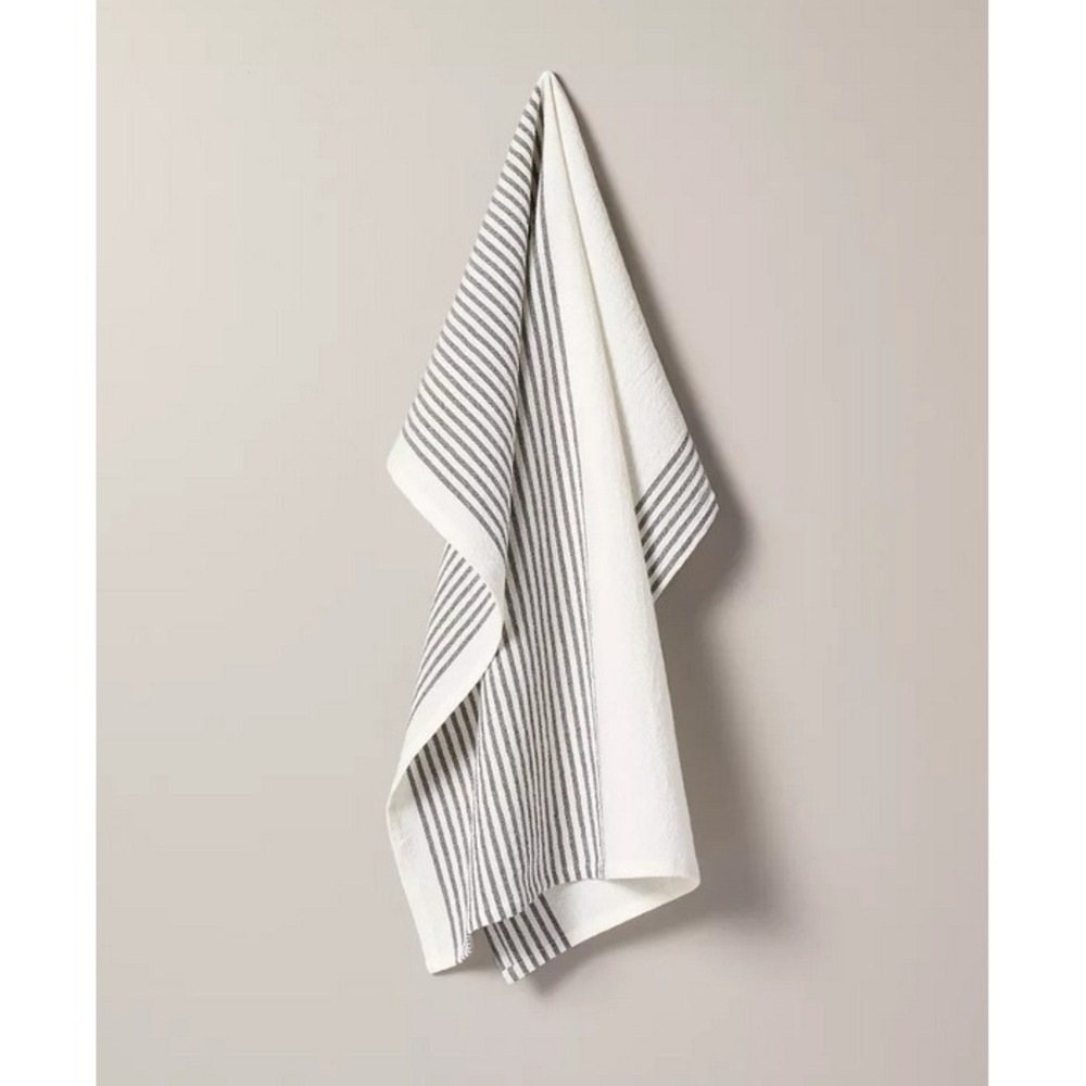 Magnolia Hearth & Hand Kitchen Flour Sack Dish Towel Mini Stripe Charcoal Gray